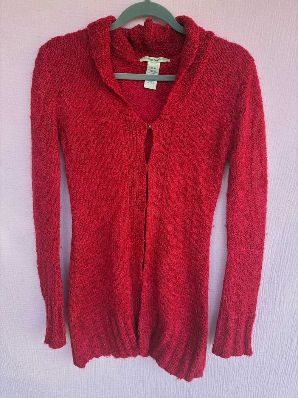 Free People Mohair Blend Cardigan Sweater Hook Closure Size Medium